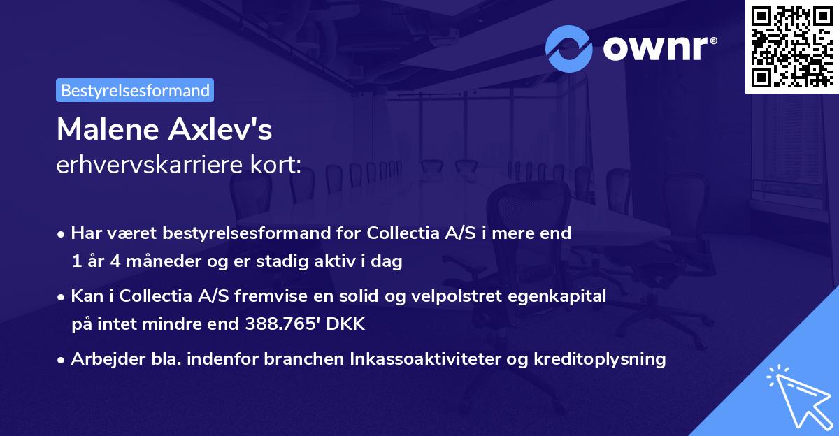 Malene Axlev's erhvervskarriere kort