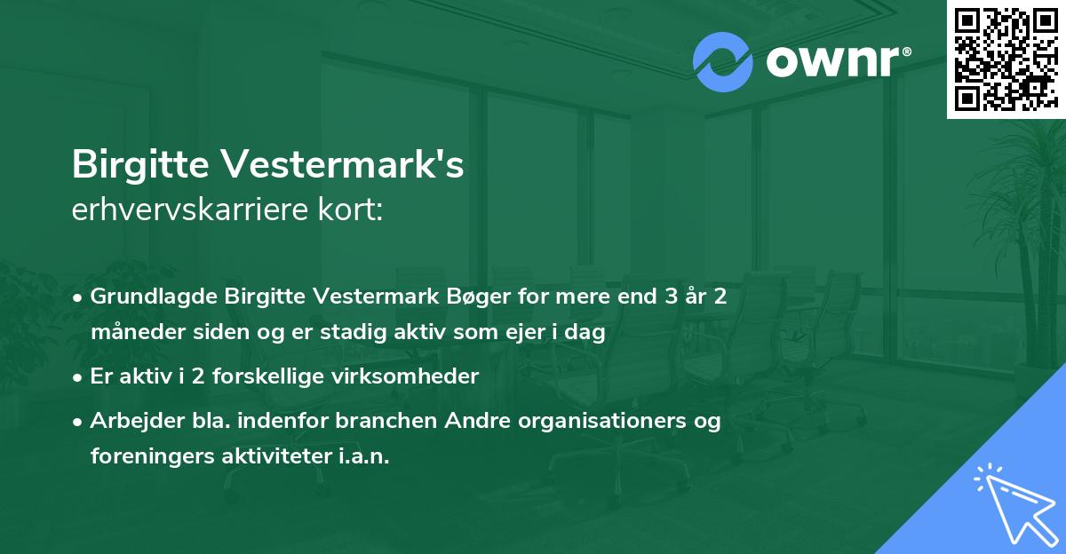 Birgitte Vestermark's erhvervskarriere kort