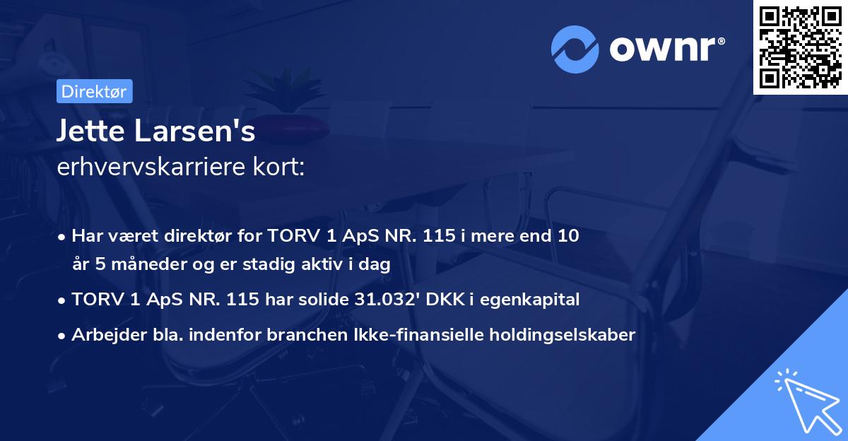 Jette Larsen's erhvervskarriere kort