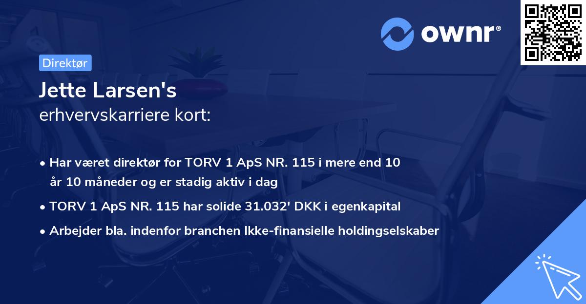 Jette Larsen's erhvervskarriere kort