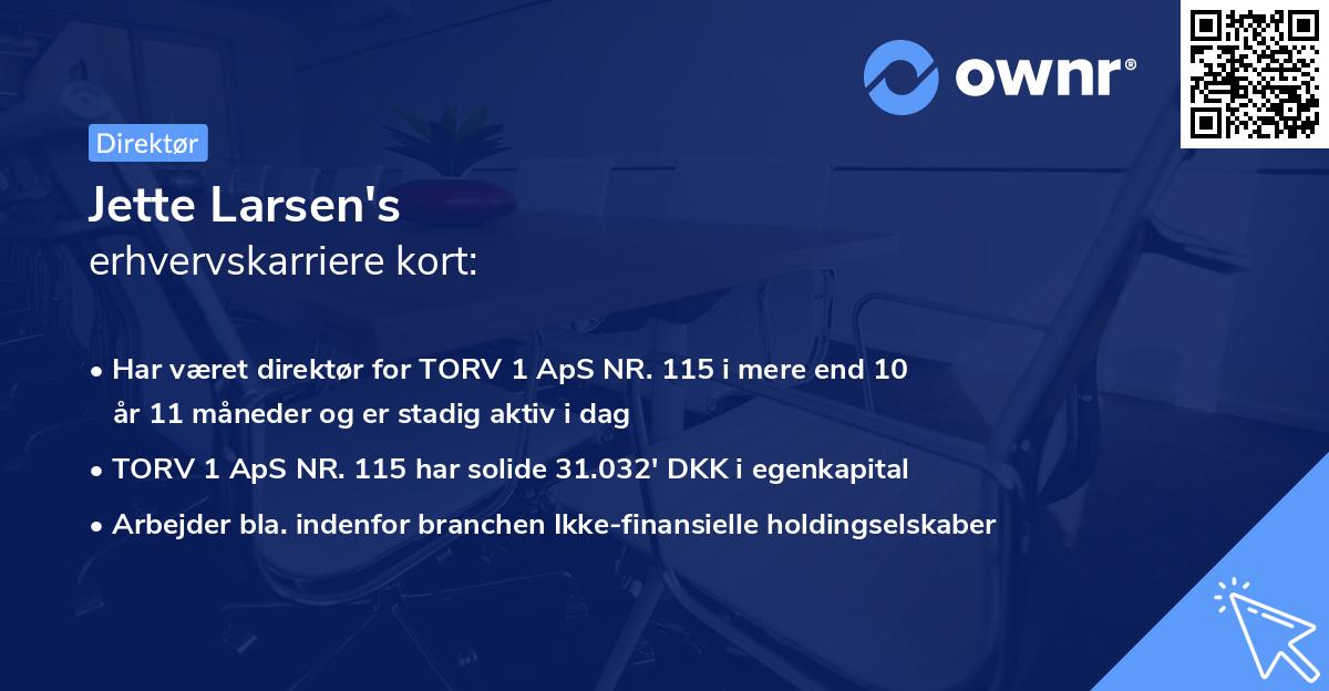 Jette Larsen's erhvervskarriere kort