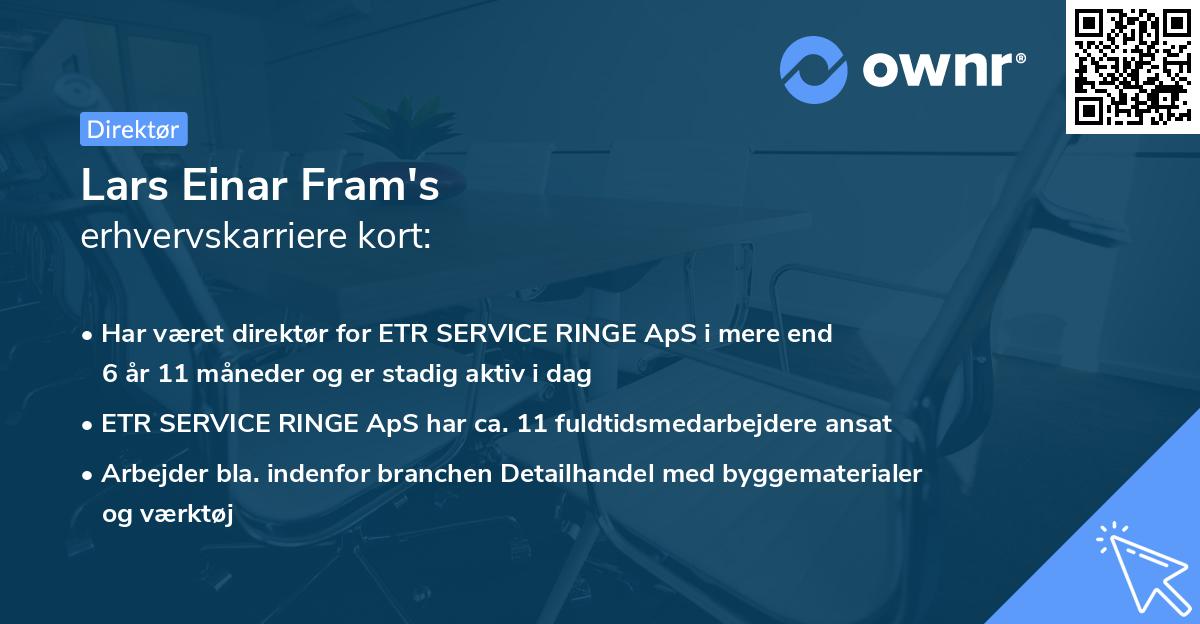Lars Einar Fram's erhvervskarriere kort