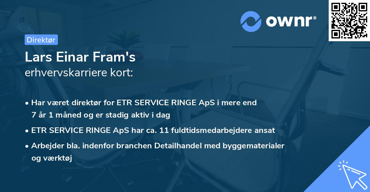Lars Einar Fram's erhvervskarriere kort