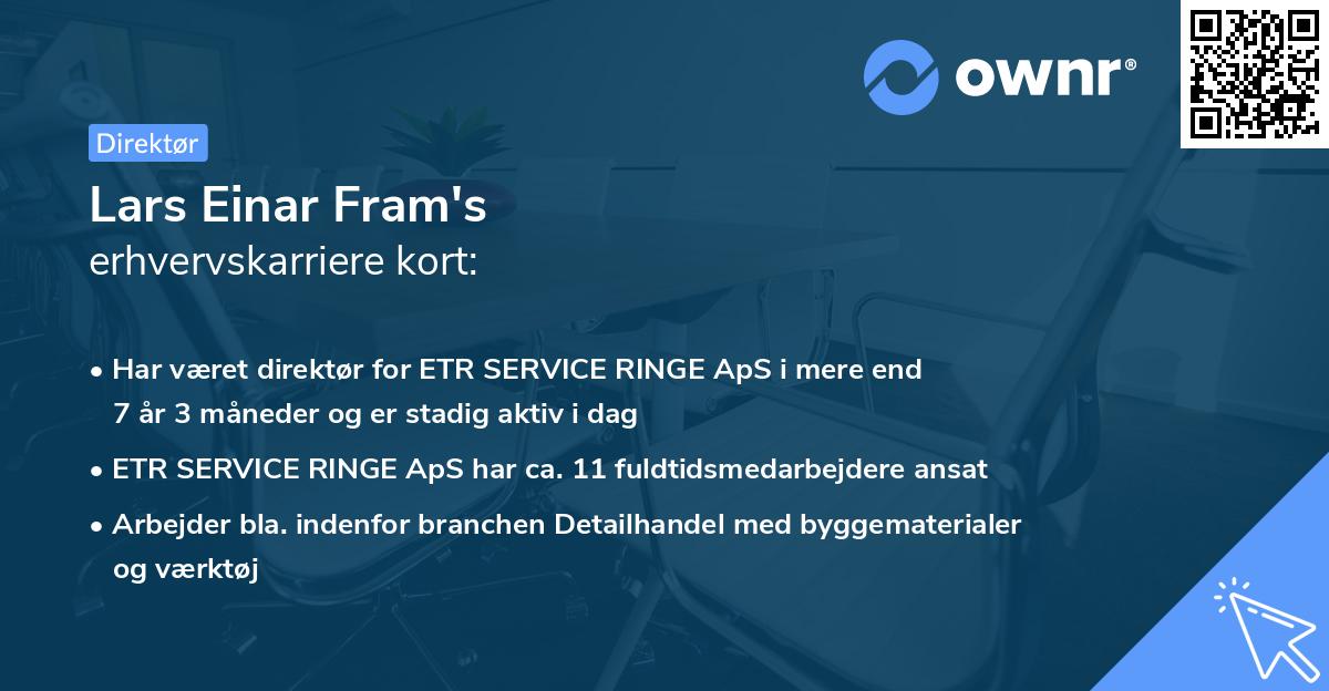Lars Einar Fram's erhvervskarriere kort