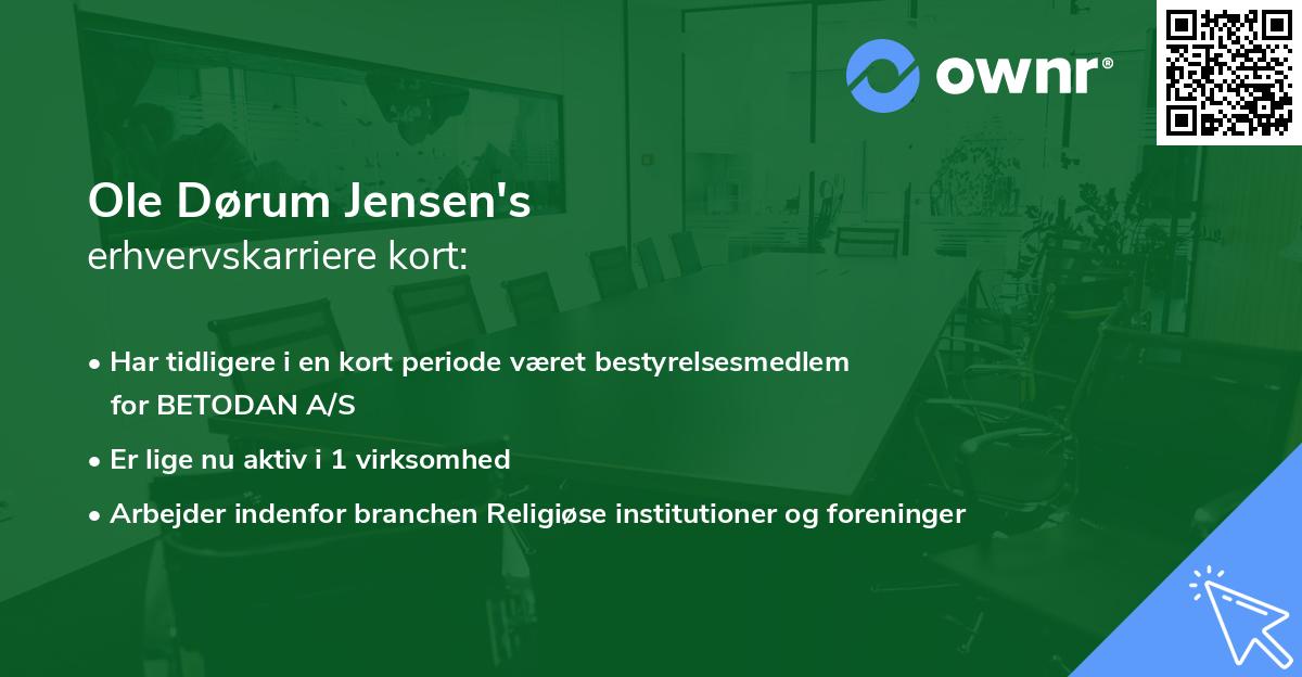Ole Dørum Jensen's erhvervskarriere kort