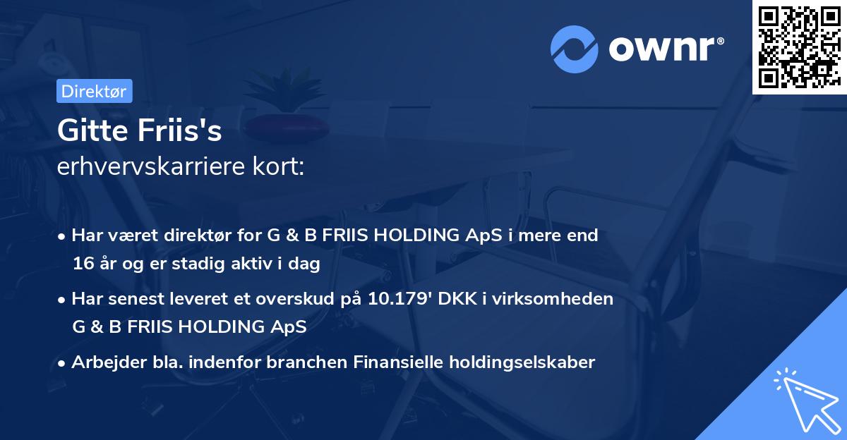 Gitte Friis's erhvervskarriere kort