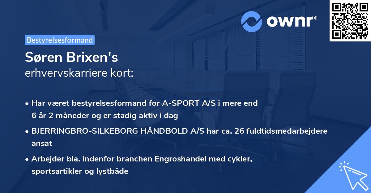 Søren Brixen's erhvervskarriere kort