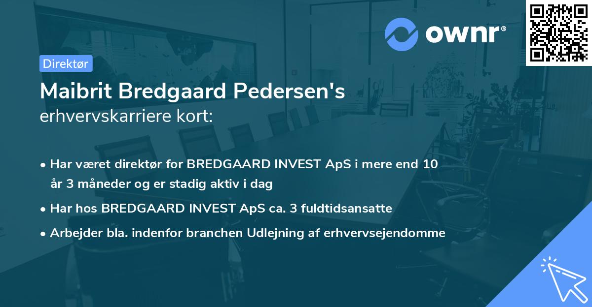 Maibrit Bredgaard Pedersen's erhvervskarriere kort