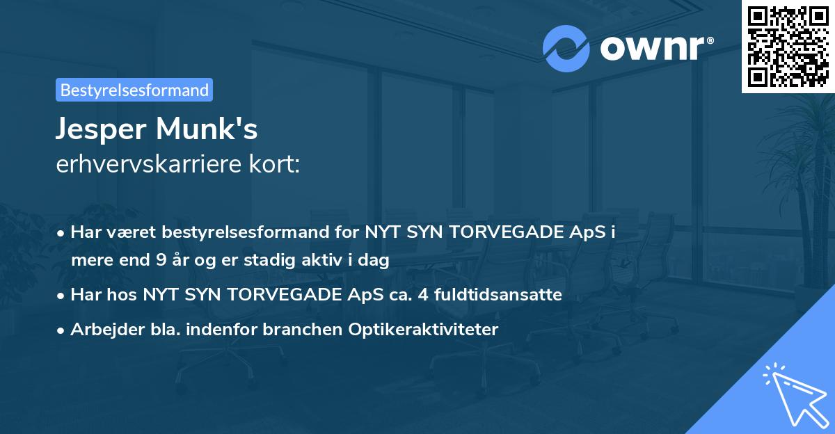 Jesper Munk's erhvervskarriere kort