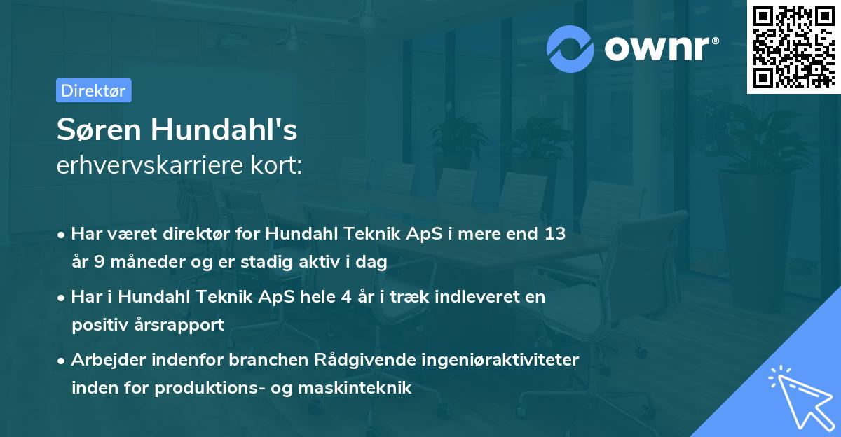 Søren Hundahl's erhvervskarriere kort