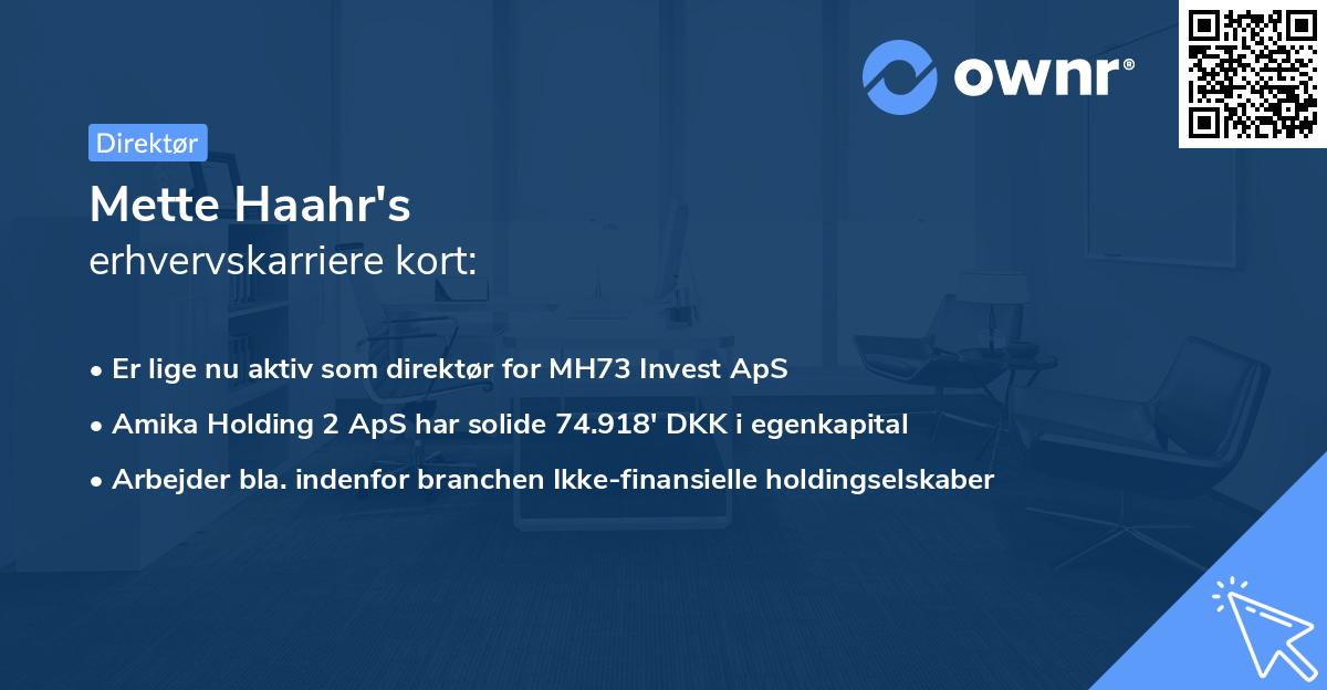 Mette Haahr's erhvervskarriere kort