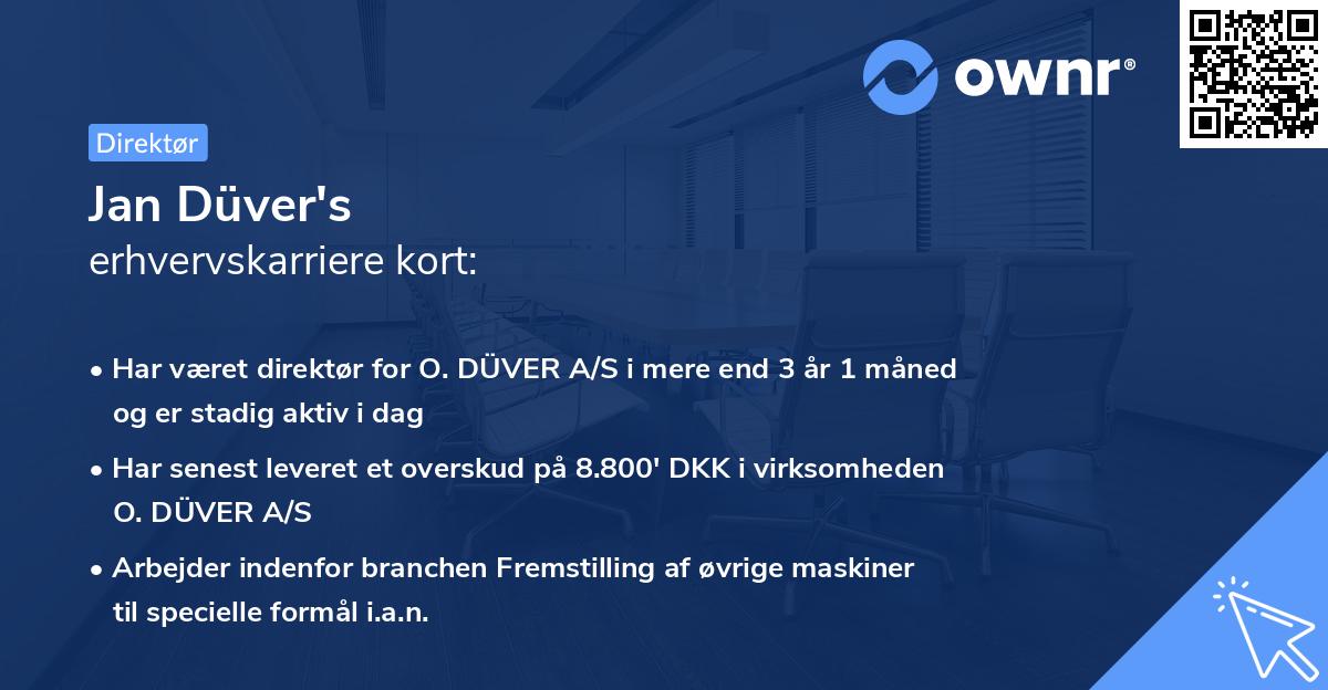 Jan Düver's erhvervskarriere kort