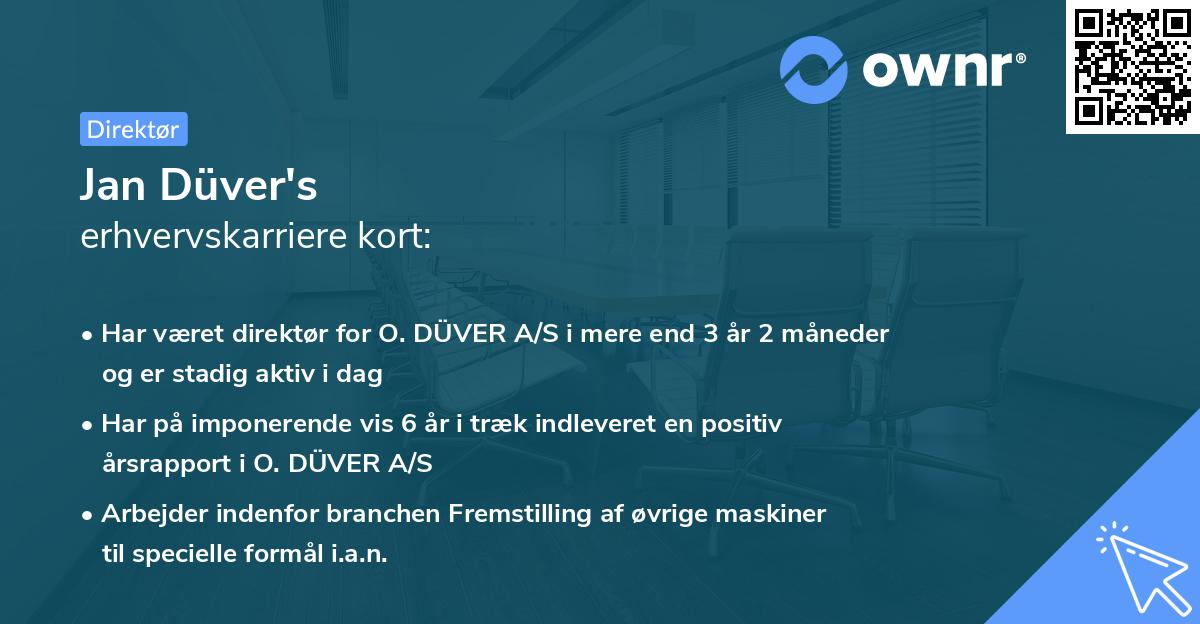 Jan Düver's erhvervskarriere kort