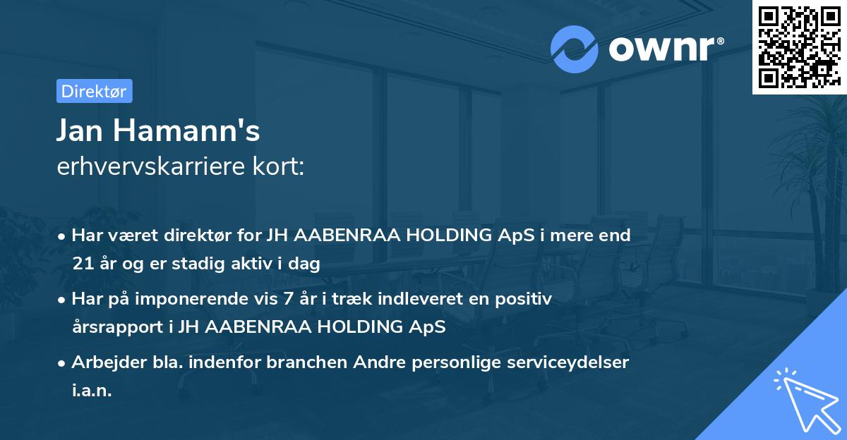 Jan Hamann's erhvervskarriere kort