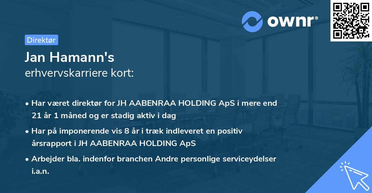 Jan Hamann's erhvervskarriere kort