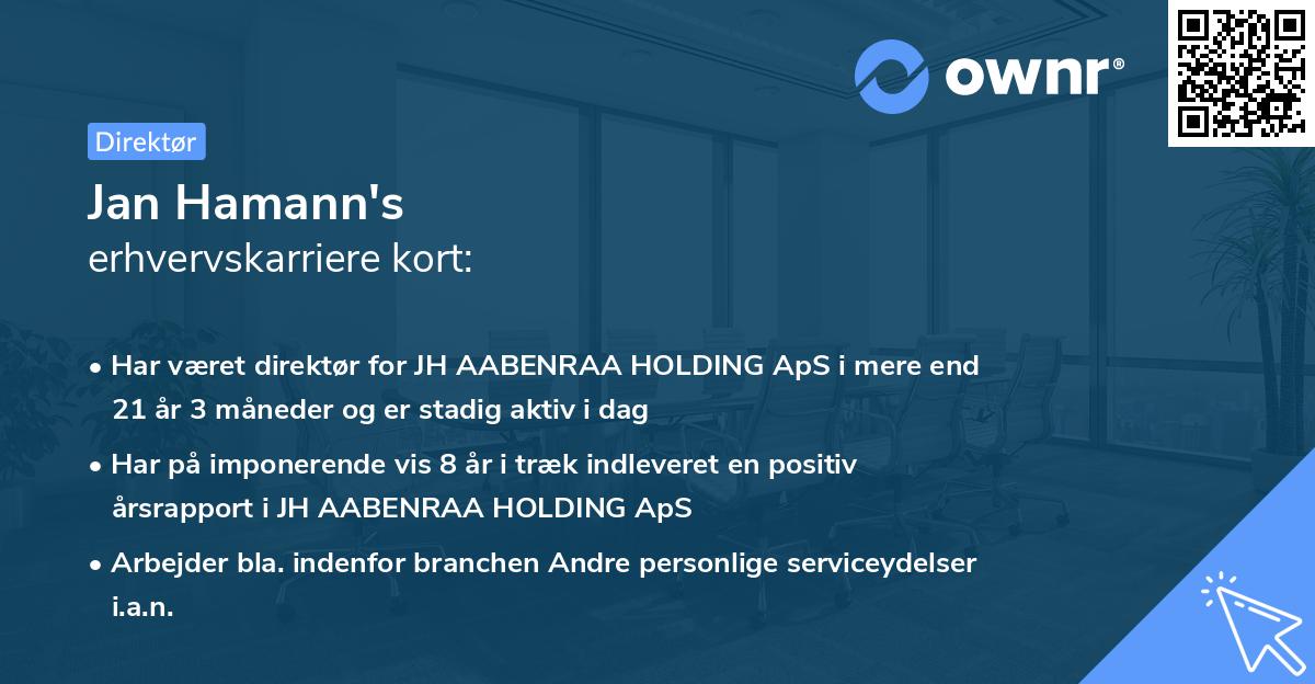 Jan Hamann's erhvervskarriere kort