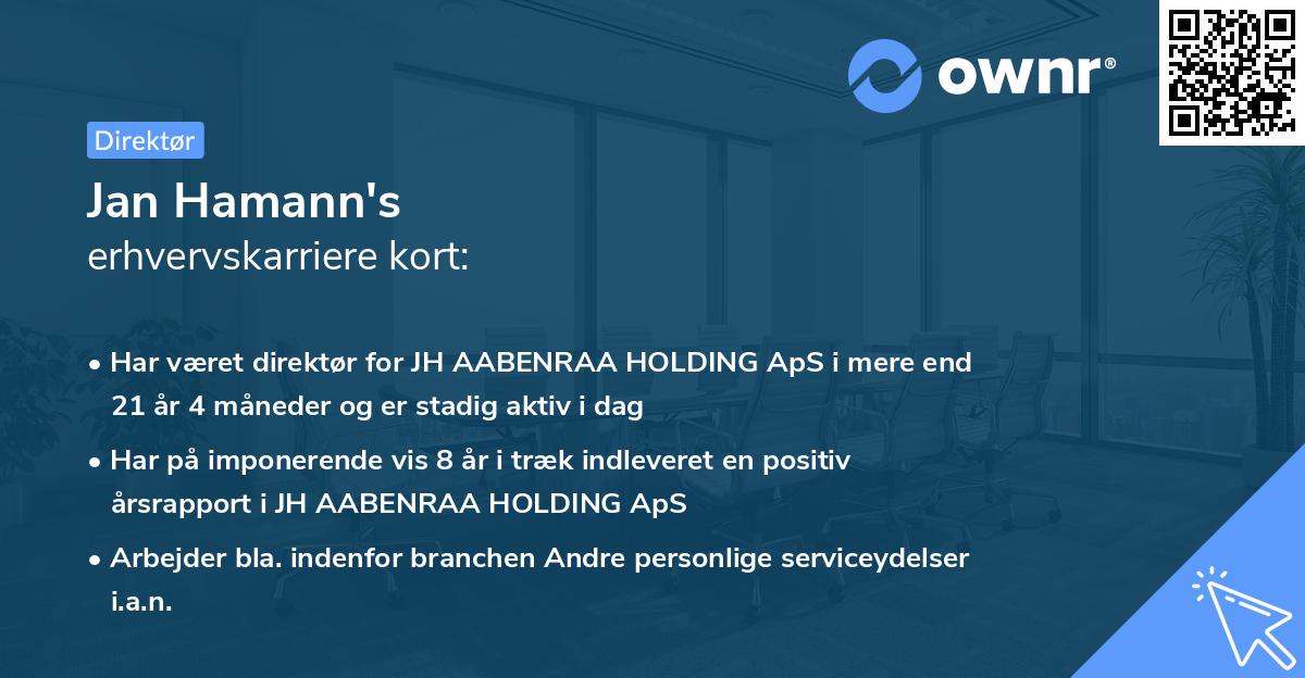 Jan Hamann's erhvervskarriere kort