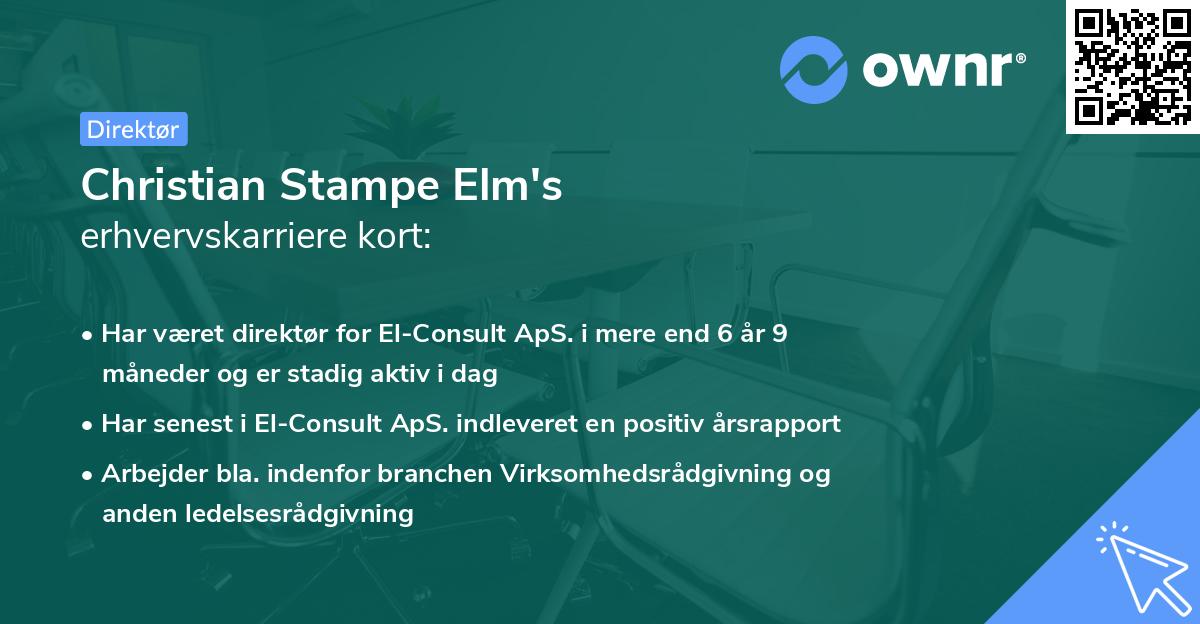 Christian Stampe Elm's erhvervskarriere kort