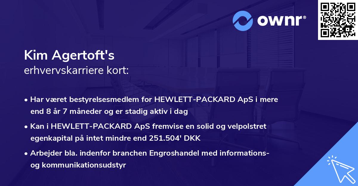 Kim Agertoft's erhvervskarriere kort