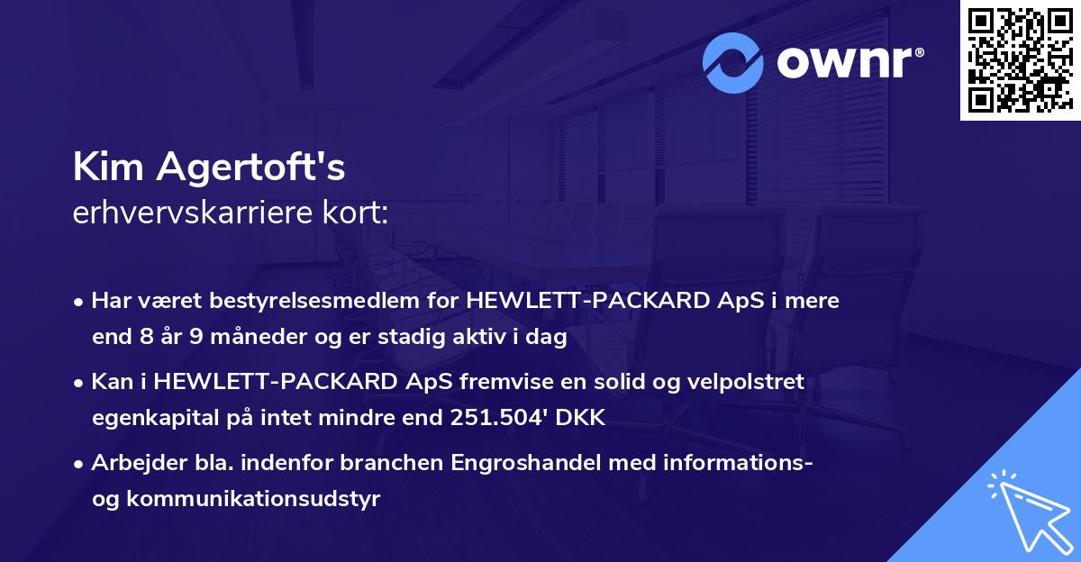 Kim Agertoft's erhvervskarriere kort