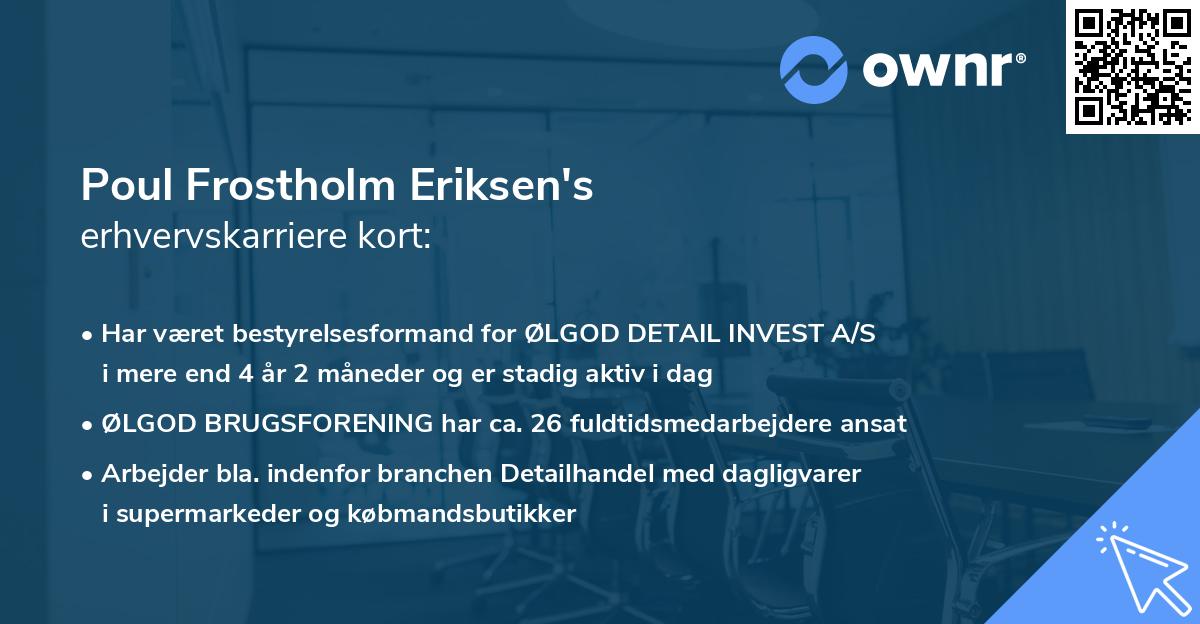 Poul Frostholm Eriksen's erhvervskarriere kort
