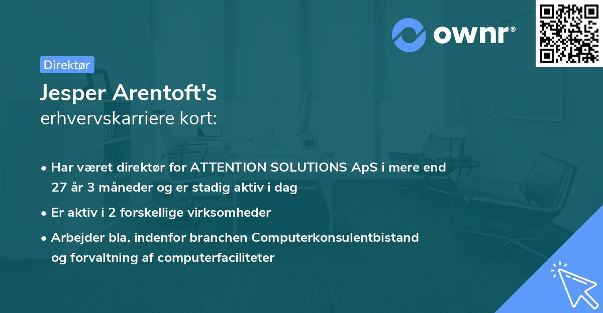 Jesper Arentoft's erhvervskarriere kort
