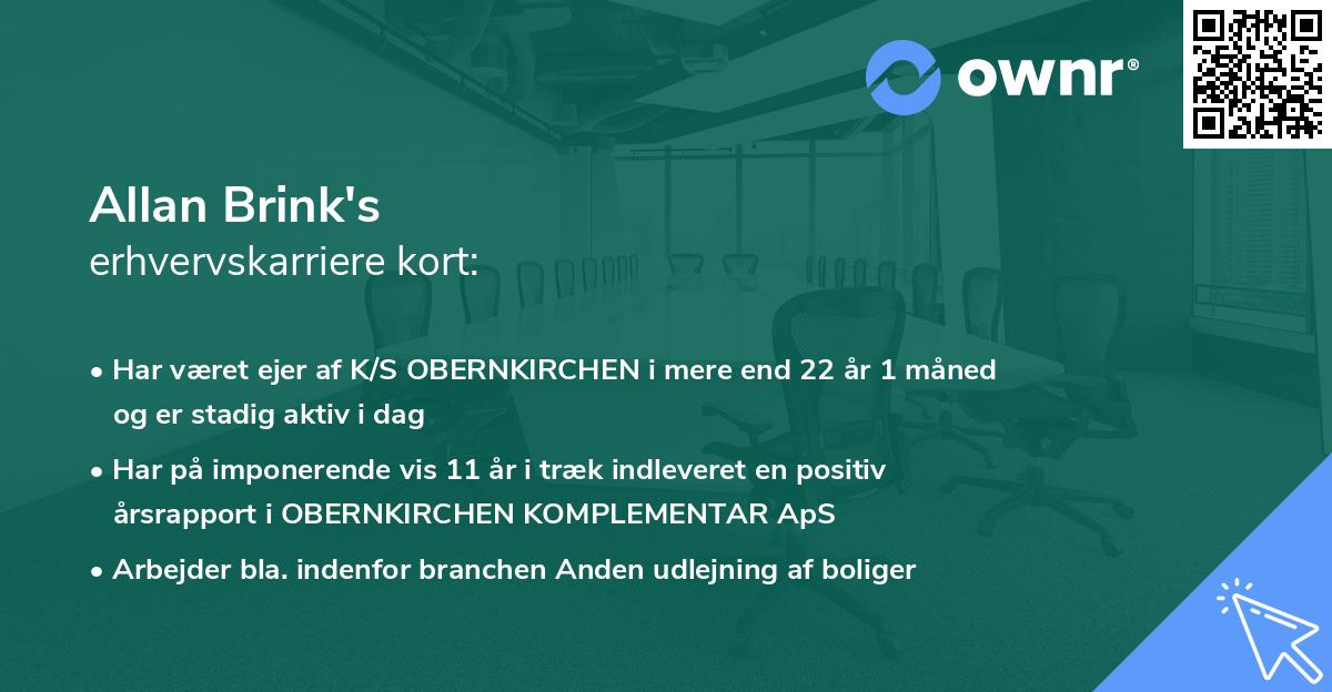 Allan Brink's erhvervskarriere kort