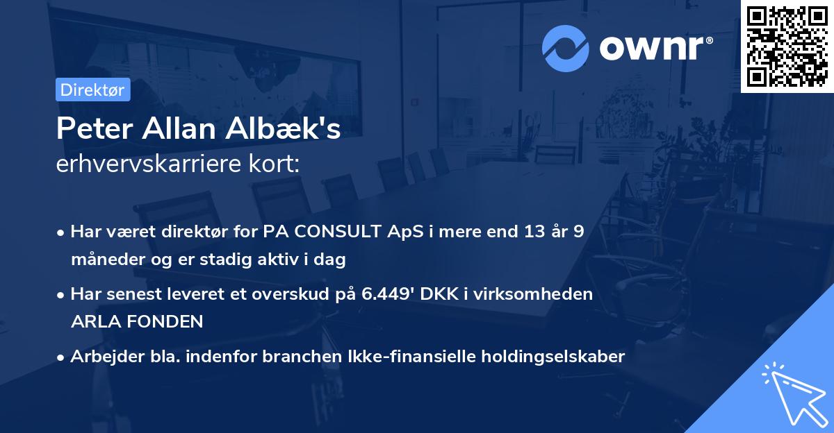 Peter Allan Albæk's erhvervskarriere kort