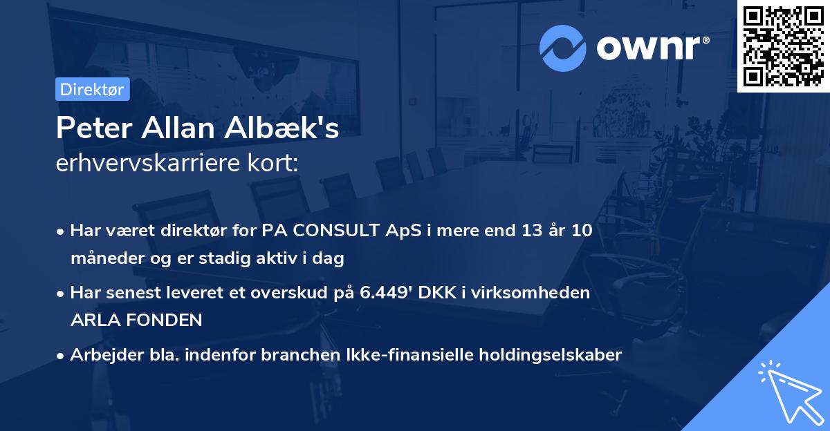 Peter Allan Albæk's erhvervskarriere kort