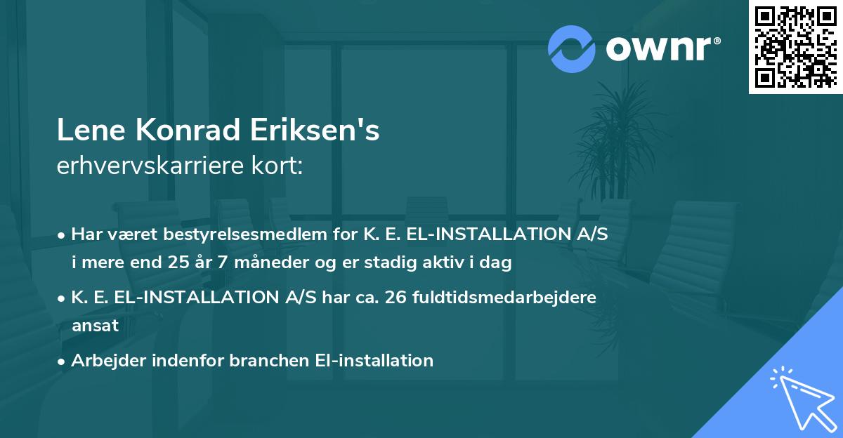 Lene Konrad Eriksen's erhvervskarriere kort