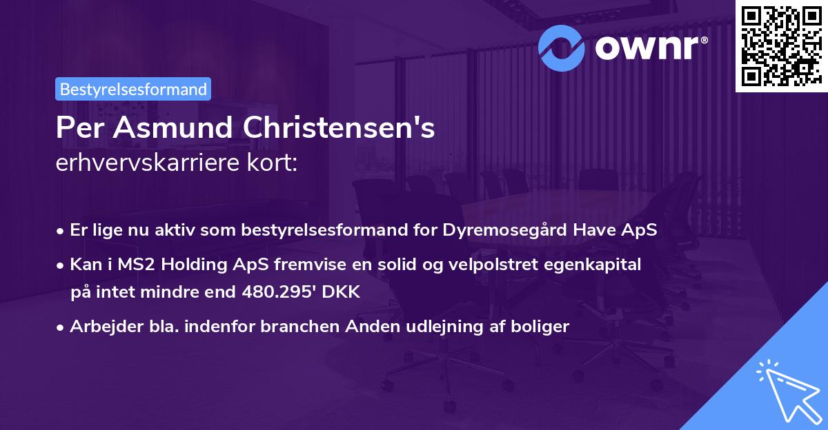 Per Asmund Christensen's erhvervskarriere kort