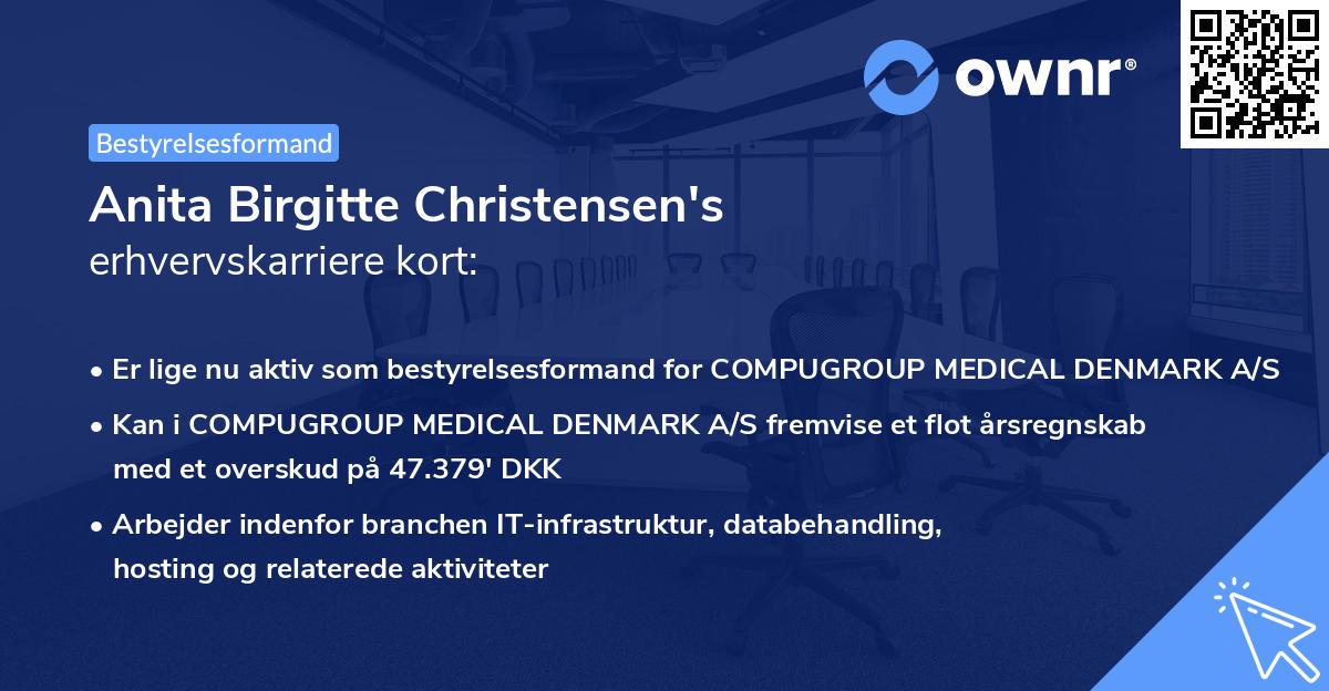 Anita Birgitte Christensen's erhvervskarriere kort