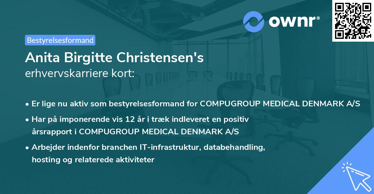 Anita Birgitte Christensen's erhvervskarriere kort