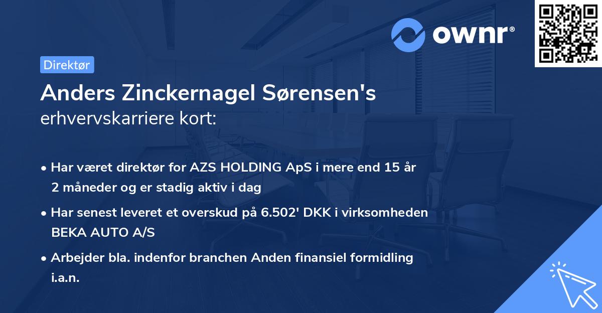 Anders Zinckernagel Sørensen's erhvervskarriere kort