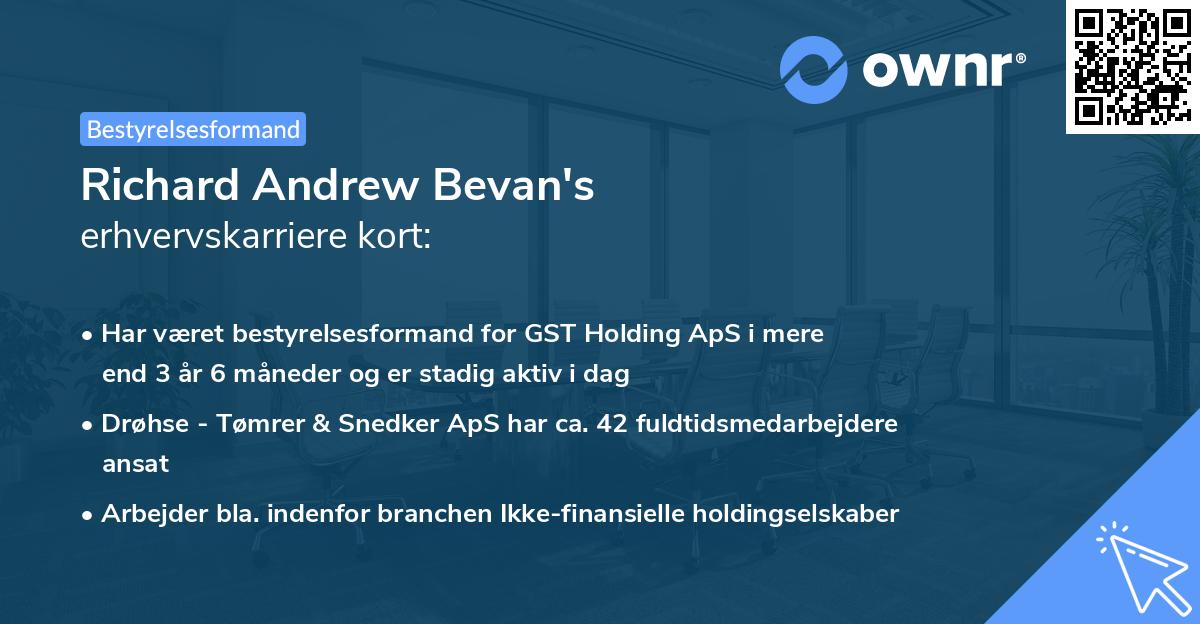 Richard Andrew Bevan's erhvervskarriere kort