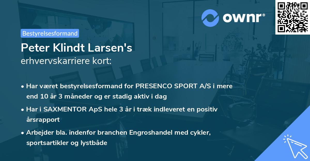 Peter Klindt Larsen's erhvervskarriere kort