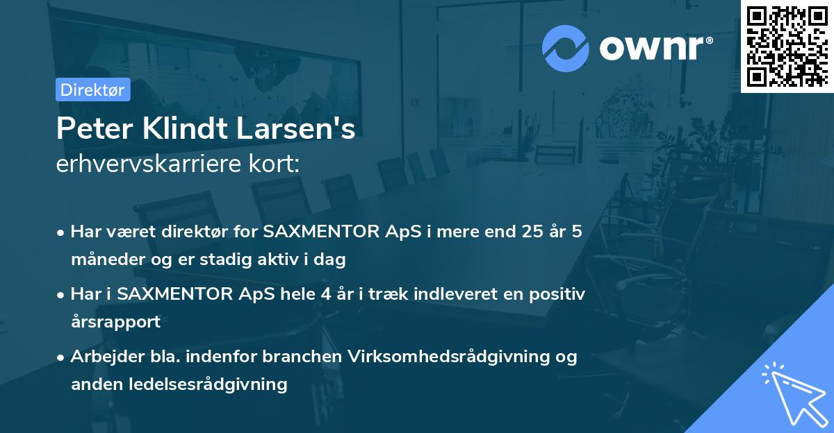 Peter Klindt Larsen's erhvervskarriere kort