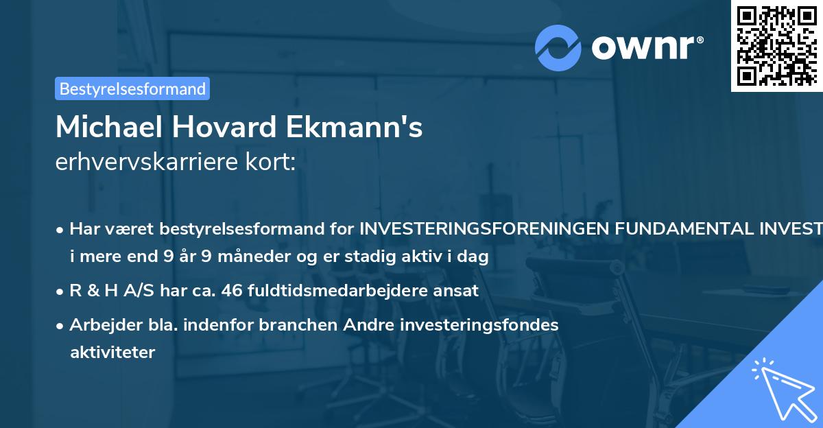 Michael Hovard Ekmann's erhvervskarriere kort