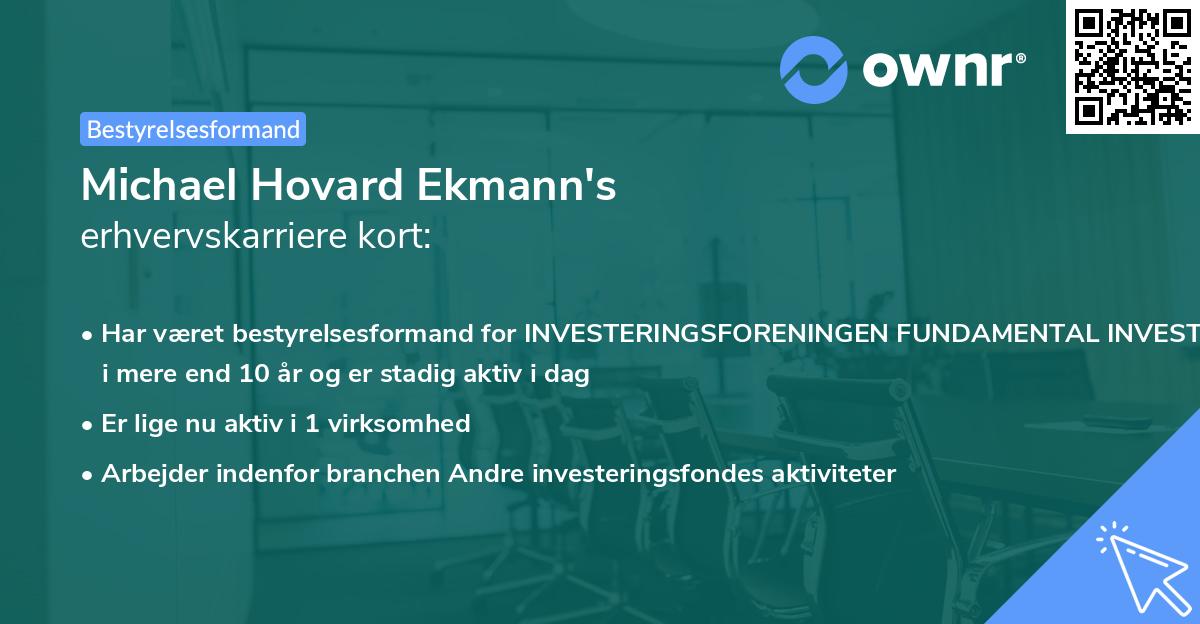 Michael Hovard Ekmann's erhvervskarriere kort