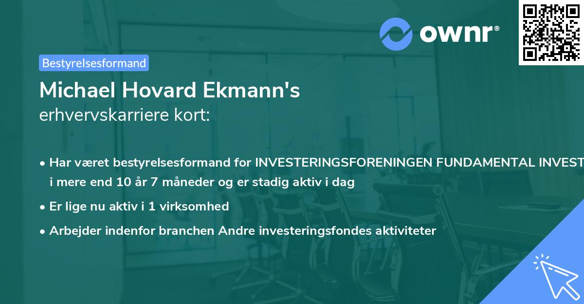 Michael Hovard Ekmann's erhvervskarriere kort