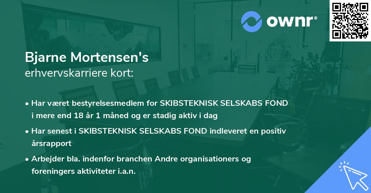 Bjarne Mortensen's erhvervskarriere kort