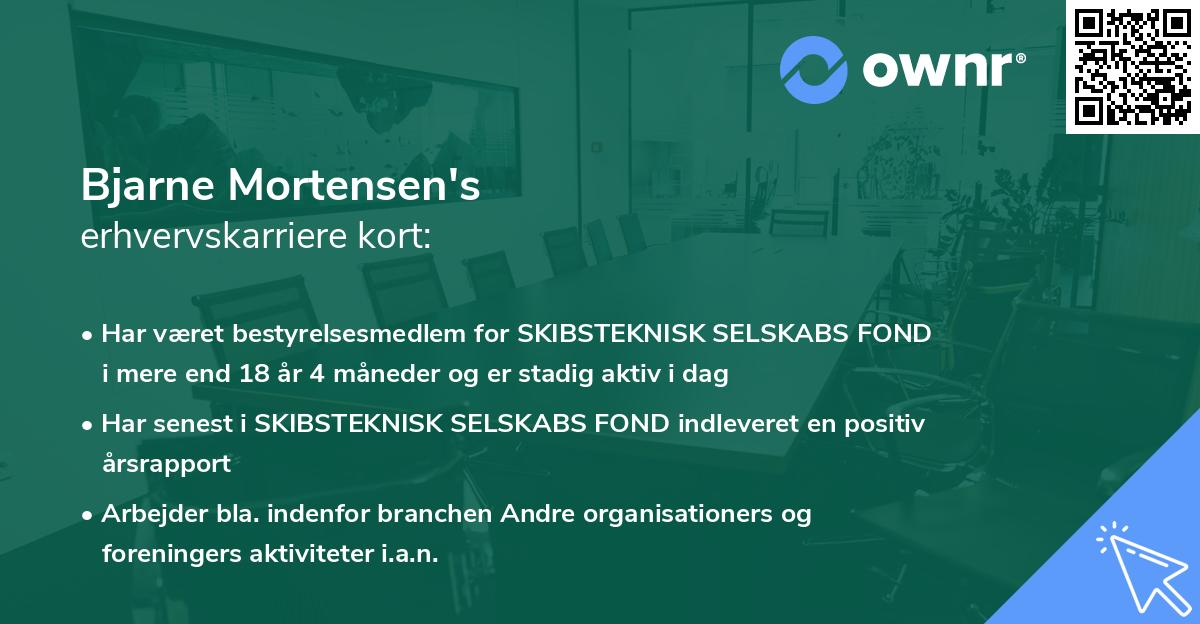Bjarne Mortensen's erhvervskarriere kort