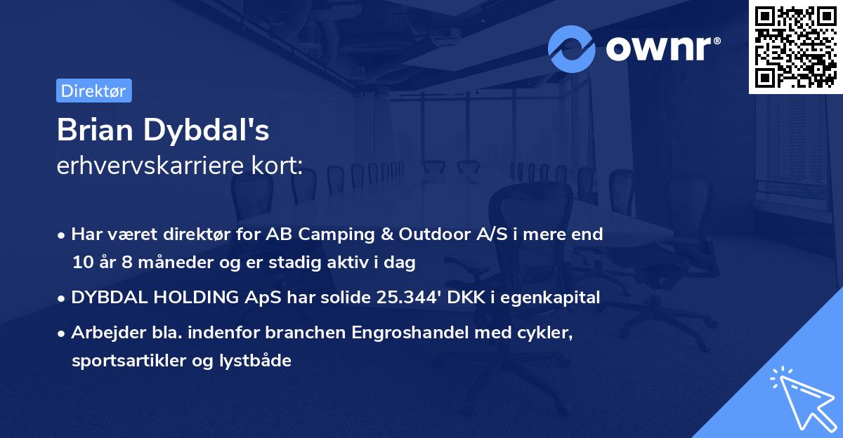 Brian Dybdal's erhvervskarriere kort