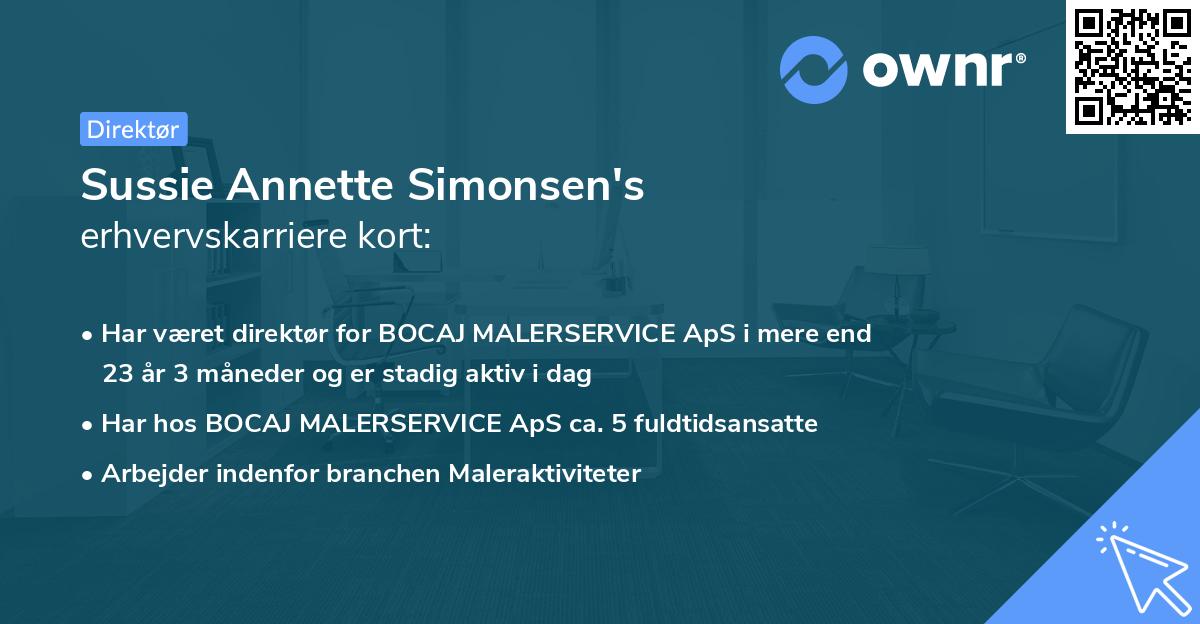 Sussie Annette Simonsen's erhvervskarriere kort