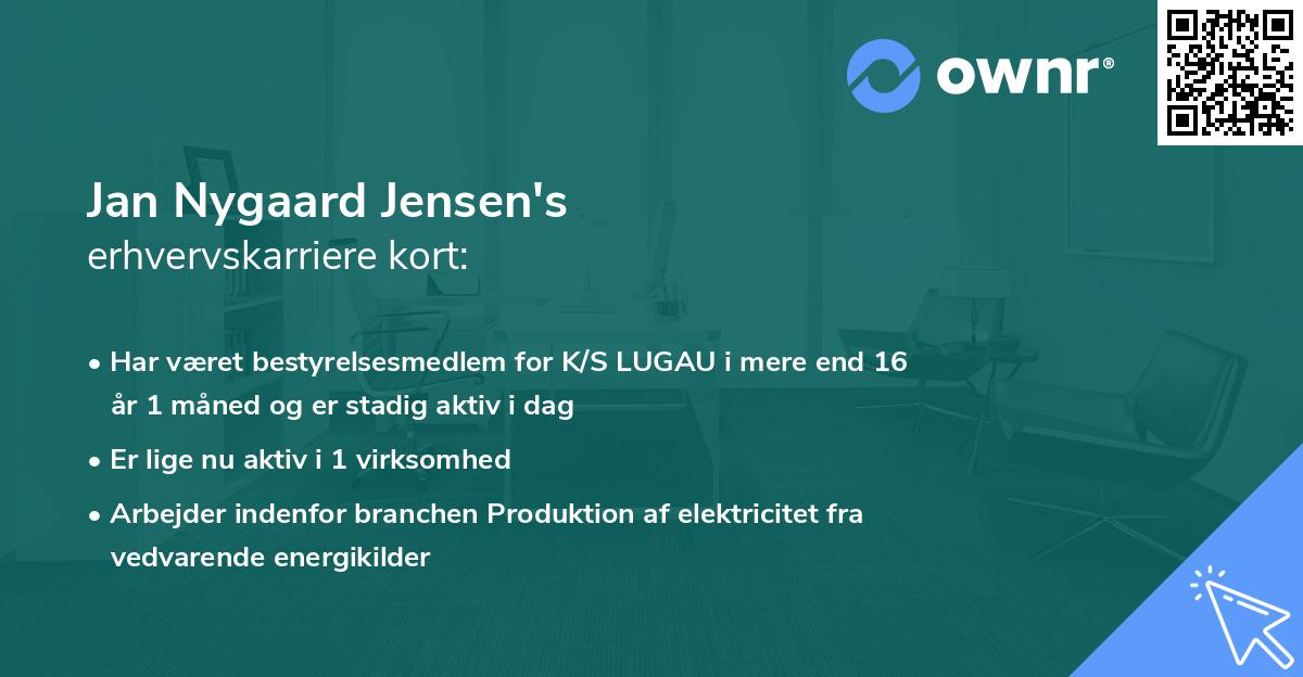 Jan Nygaard Jensen's erhvervskarriere kort