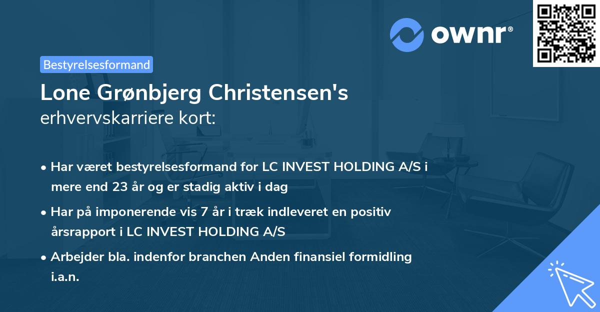 Lone Grønbjerg Christensen's erhvervskarriere kort