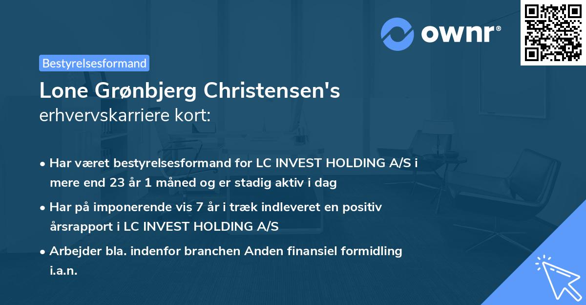 Lone Grønbjerg Christensen's erhvervskarriere kort