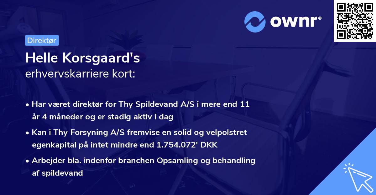 Helle Korsgaard's erhvervskarriere kort
