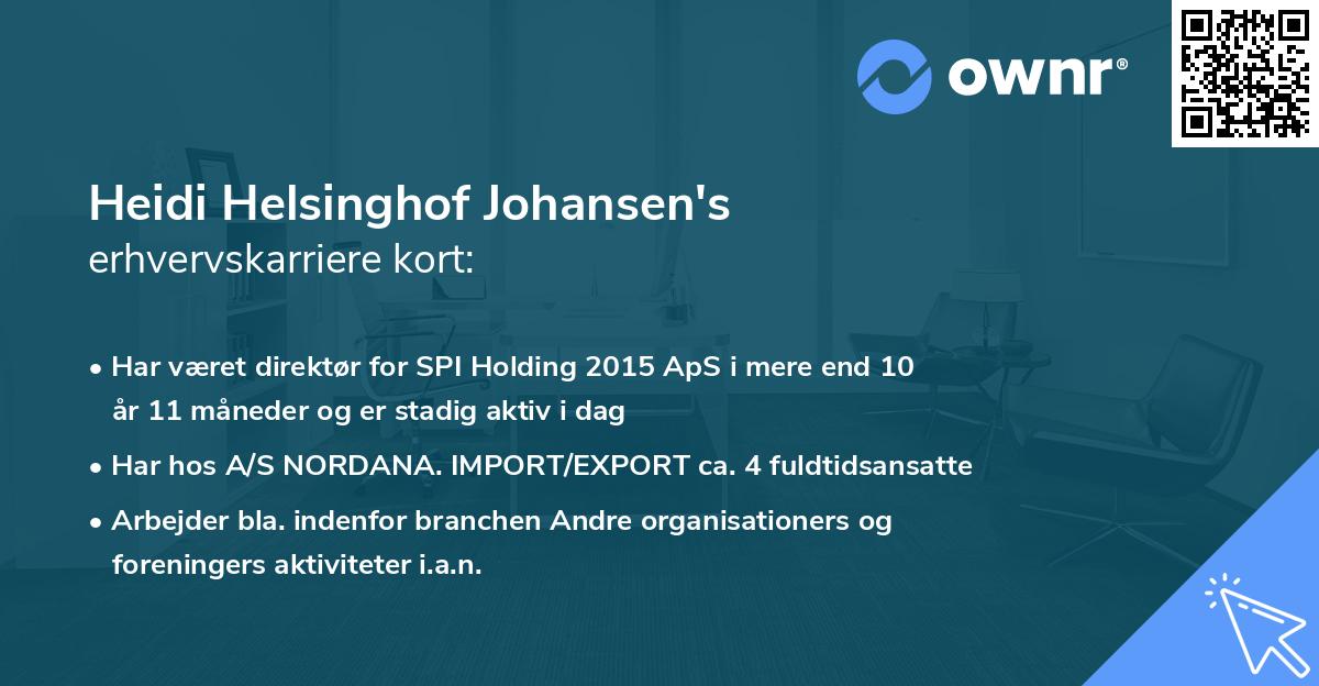 Heidi Helsinghof Johansen's erhvervskarriere kort