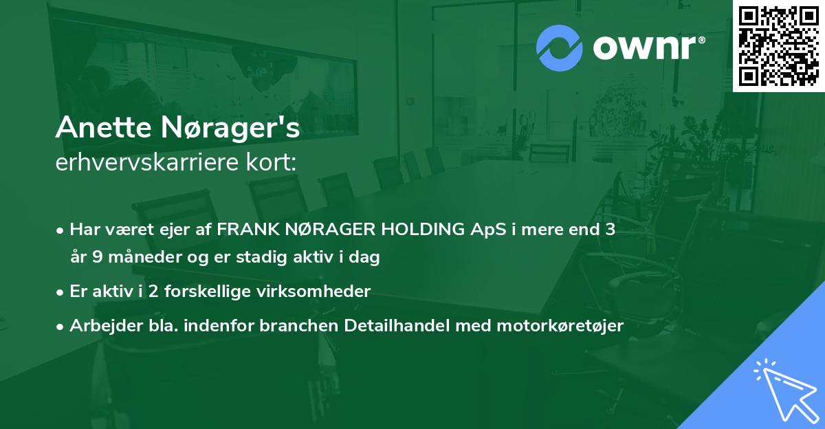 Anette Nørager's erhvervskarriere kort